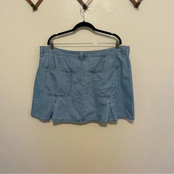 Madewell Pleated Denim Mini Skirt Size 33 Light Wash Denim Coastal Cowgirl - Picture 6 of 8